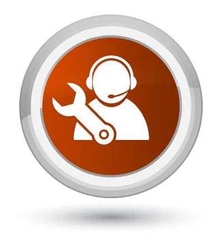 Tech support icon prime brown round button Stock Illustration