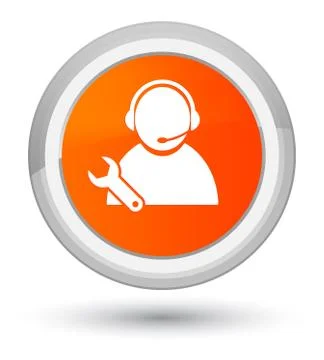 Tech support icon prime orange round button Stock Illustration