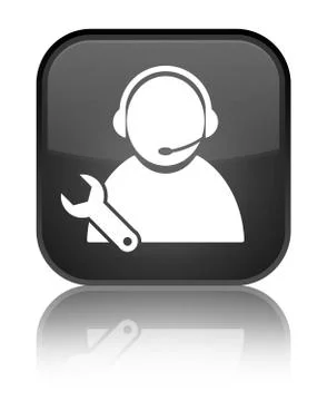 Tech support icon special black square button Stock Illustration