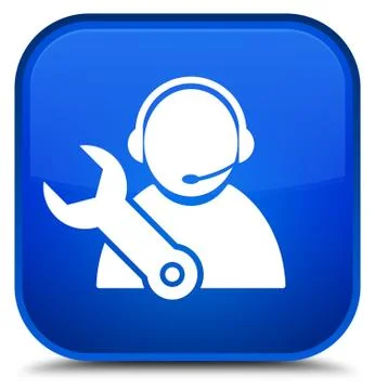 Tech support icon special blue square button Stock Illustration