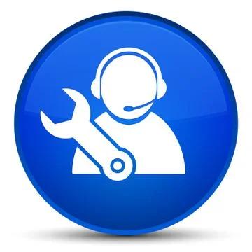 Tech support icon special blue round button Stock Illustration