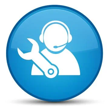 Tech support icon special cyan blue round button Stock Illustration