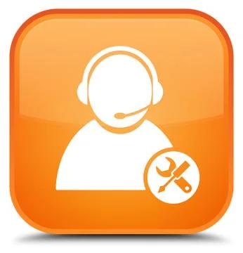 Tech support icon special orange square button Stock Illustration