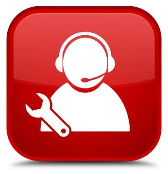 Tech support icon special red square button Stock Illustration