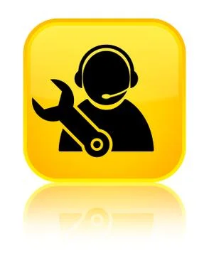 Tech support icon special yellow square button Stock Illustration