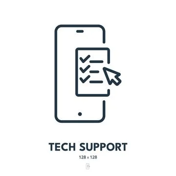 Tech Support Icon. Technology, Assistance, Help. Editable Stroke. Simple Ve.. Stock Illustration