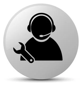Tech support icon white round button Stock Illustration
