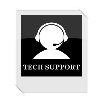 Tech support icon within a photo on white background. Illustrazione stock