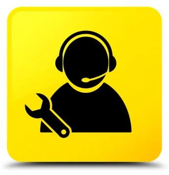 Tech support icon yellow square button Stock Illustration