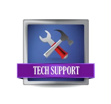 Tech support illustration button over a white background Stock Illustration