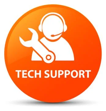 Tech support orange round button Stock Illustration