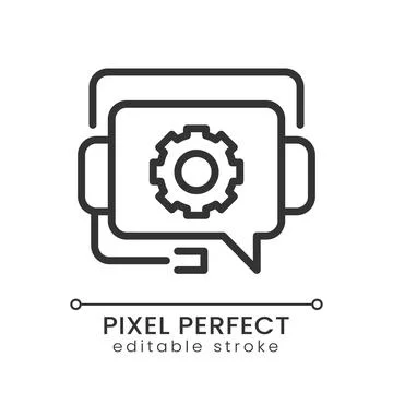 Tech support pixel perfect linear icon Stock Illustration