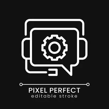 Tech support pixel perfect white linear icon for dark theme Stock Illustration