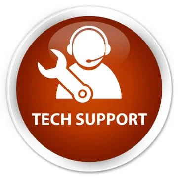 Tech support premium brown round button Stock Illustration