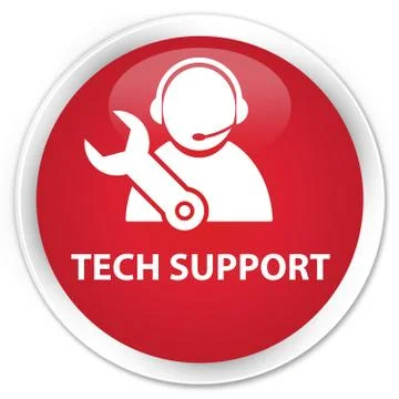 Tech support premium red round button Stock Illustration