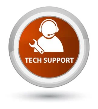 Tech support prime brown round button Stock Illustration