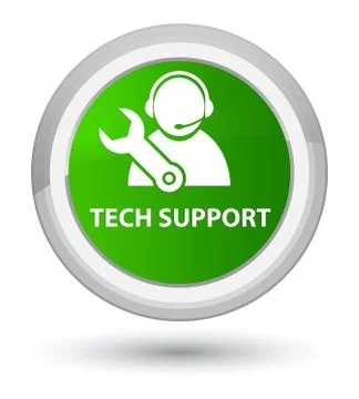 Tech support prime green round button Stock Illustration