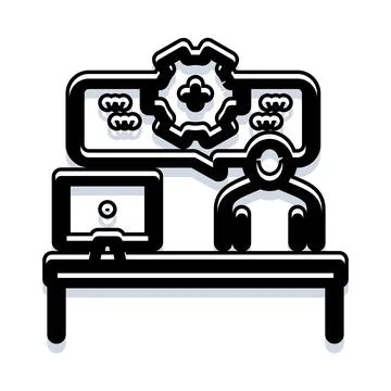 Tech support professional troubleshooting computer issues online Stock Illustration