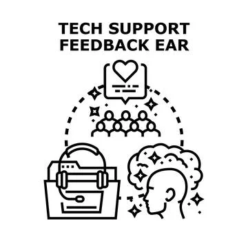 Tech support receiving customers feedback for satisfaction Stock Illustration