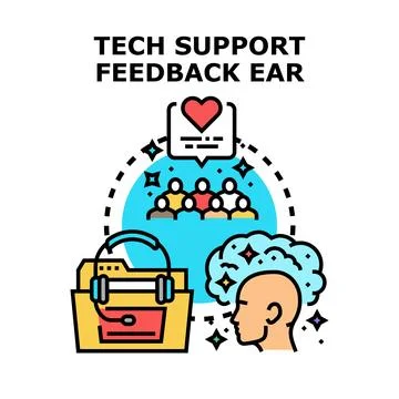 Tech support receiving customers feedback for satisfaction Иллюстрация