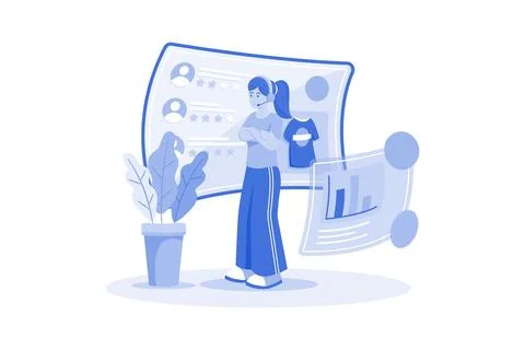 Tech support rep refines technical support processes. Stock Illustration