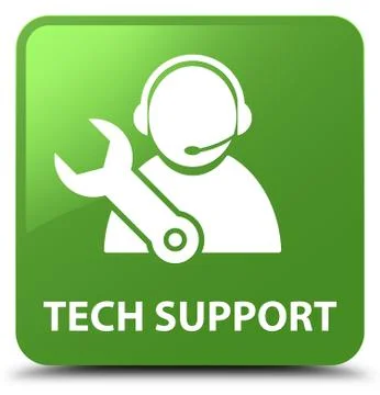 Tech support soft green square button Stock Illustration