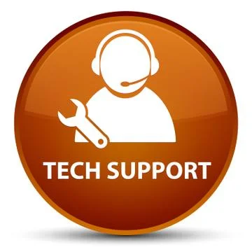 Tech support special brown round button Stock Illustration