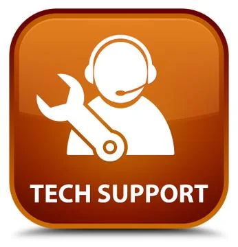 Tech support special brown square button Stock Illustration