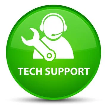 Tech support special green round button Stock Illustration
