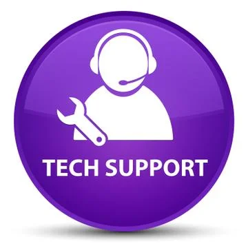 Tech support special purple round button Stock Illustration
