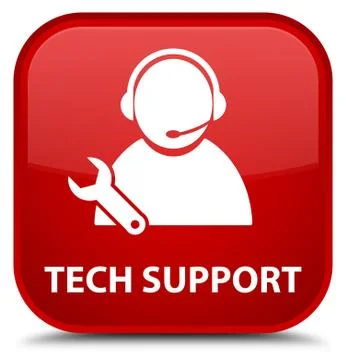 Tech support special red square button Stock Illustration