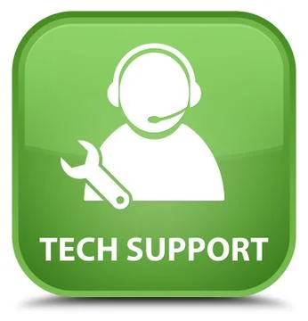 Tech support special soft green square button Stock Illustration