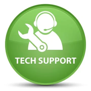 Tech support special soft green round button Stock Illustration