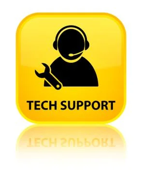 Tech support special yellow square button Stock Illustration