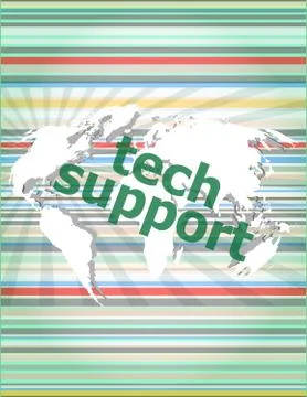 Tech support text on digital touch screen - business concept of citation, inf Stock Illustration