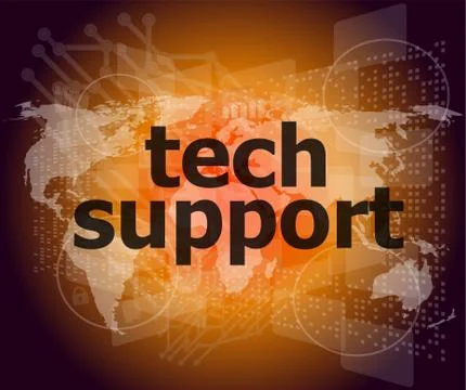 Tech support text on digital touch screen - business concept Stock Illustration