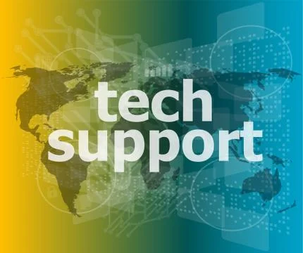 Tech support text on digital touch screen - business concept Stock Illustration