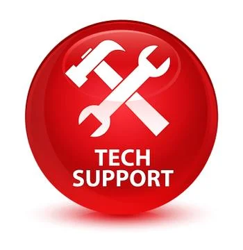 Tech support (tools icon) glassy red round button Stock Illustration