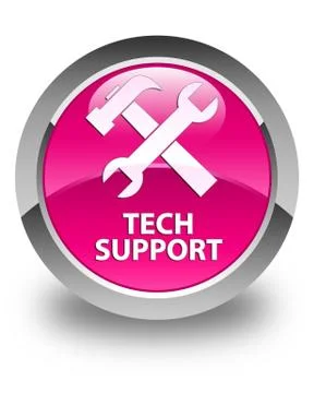 Tech support (tools icon) glossy pink round button Stock Illustration