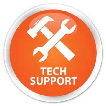 Tech support (tools icon) premium orange round button Stock Illustration