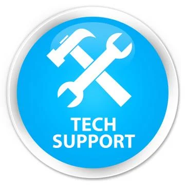 Tech support (tools icon) premium cyan blue round button Stock Illustration