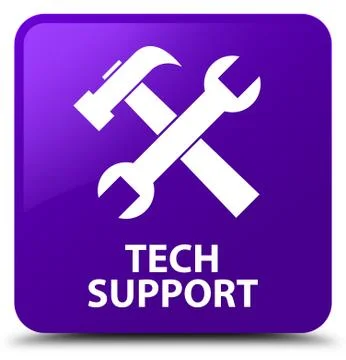 Tech support (tools icon) purple square button Stock Illustration