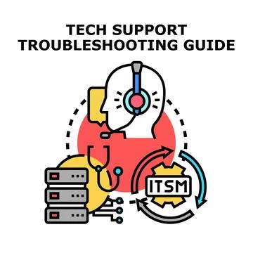Tech support troubleshooting guide and itsm concept Stock Illustration