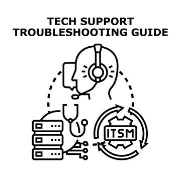 Tech support troubleshooting guide and itsm concept Stock Illustration