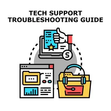 Tech support troubleshooting guide for digital assistance Ilustração Stock