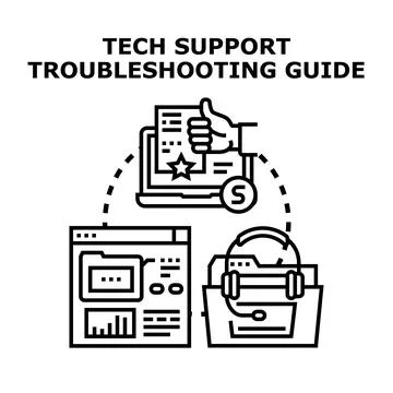 Tech support troubleshooting guide for digital assistance Stock Illustration