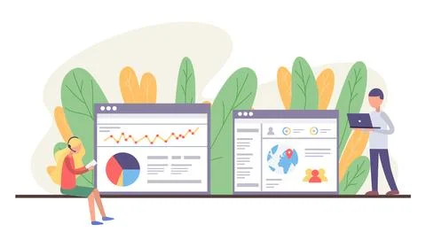 Tech support of website, analysing information at sites, statistic of site using Stock Illustration