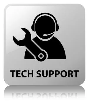 Tech support white square button Stock Illustration