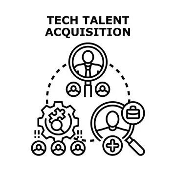 Tech talent acquisition process finding qualified personnel Stock Illustration