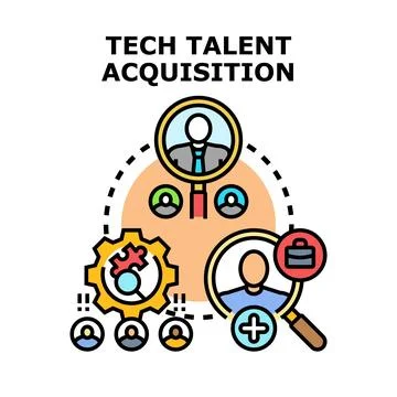 Tech talent acquisition process finding qualified personnel Stock Illustration